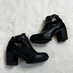 Faux Leather Cutout Booties